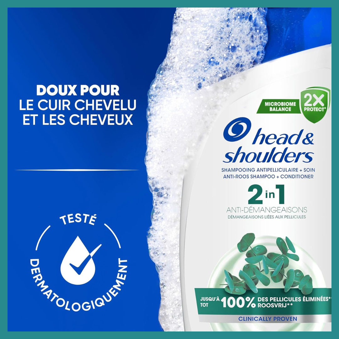 Head & Shoulders Anti-Démangeaisons 2 en 1 – Un Allié Efficace Et Rafraîchissant Pour Un Cuir Chevelu Sain Et Des Cheveux Pleins De Vitalité.