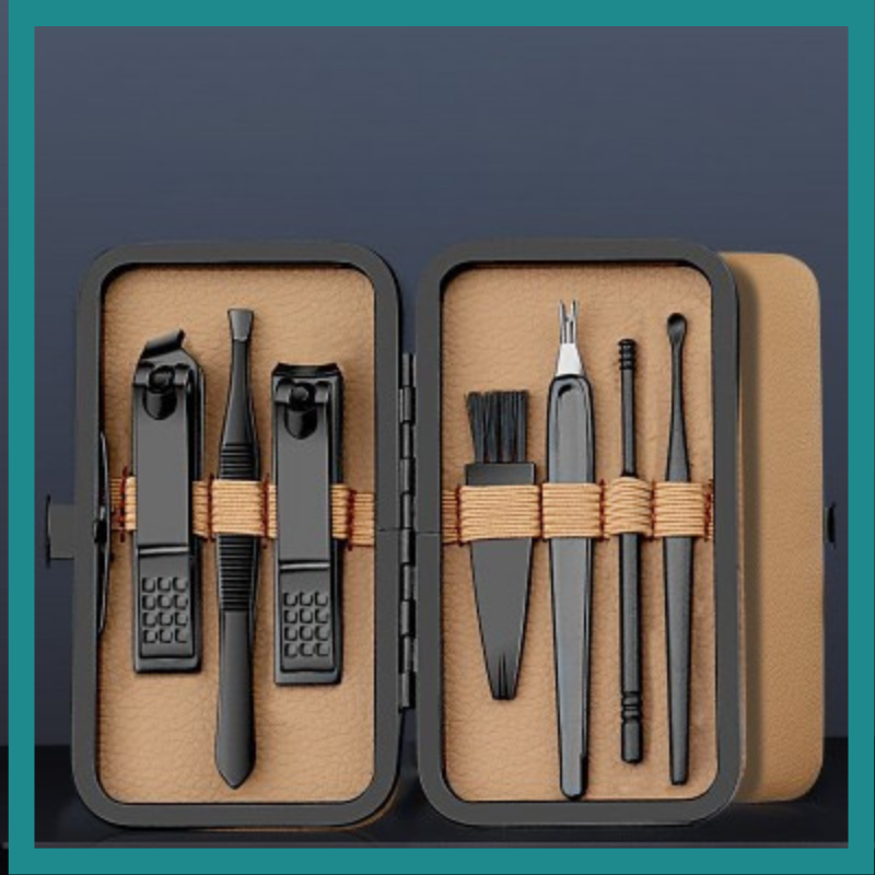 Ensemble ya manicure en acier inoxydable professionnel na cas ya voyage ya luxe, ba clippers ya ongles, ba outils ya soin ya ongles, 7pcs, 16/24pcs