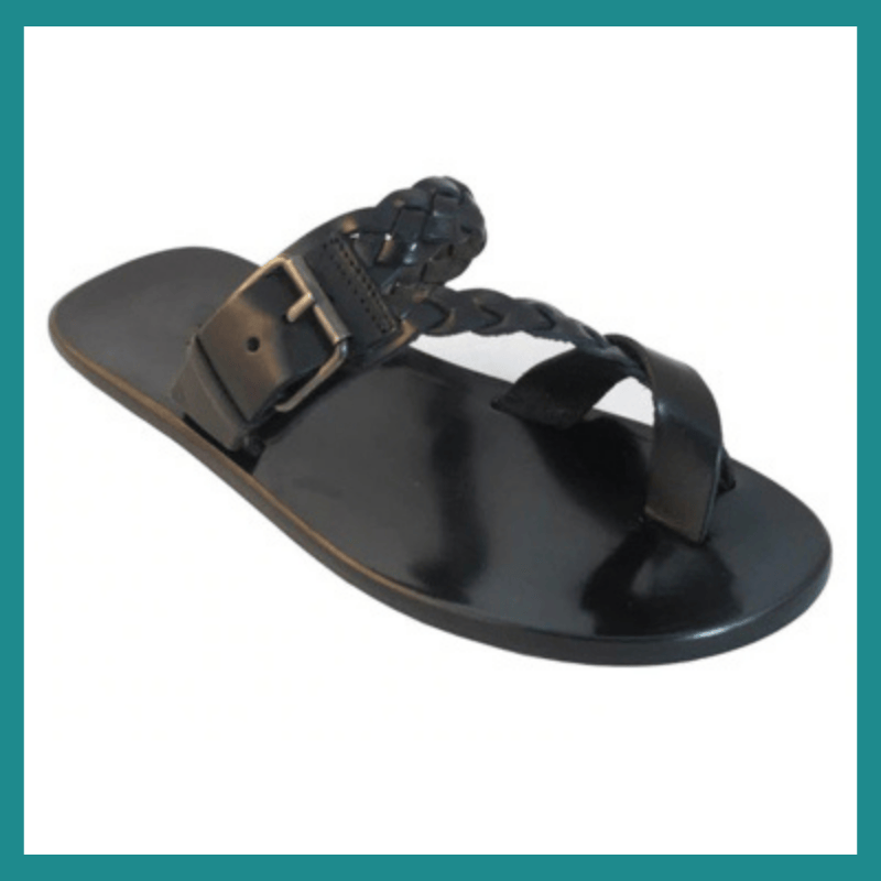 Sandale plats ya cuir tissé ya mibali na basi, sandale romaine, noir, marron, rétro, plage, occasionnel, Parker ouvert, sapato ya été ya basi, taille munene