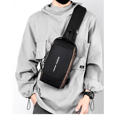 sac à bandoulière antivol pour hommes , sacoche de voyage, sac de poitrine USB,