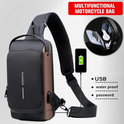 sac à bandoulière antivol pour hommes , sacoche de voyage, sac de poitrine USB,