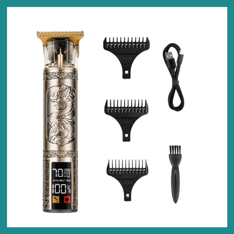 T9 Electric Hair Clipper USB Réglage ya vitesse ya trois vitesse Affichage ya puissance ya Écran munene Shaver ya bibende
