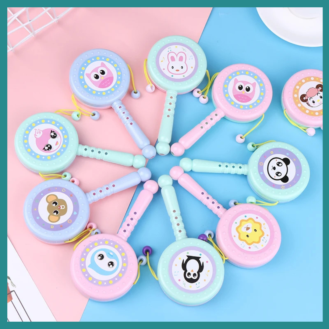 Tambour À Hochet En Plastique Pour Bébé  – Un Petit instrument Idéal Pour éveiller Les Sens Et Accompagner Les Moments De Jeu Et De Découverte
