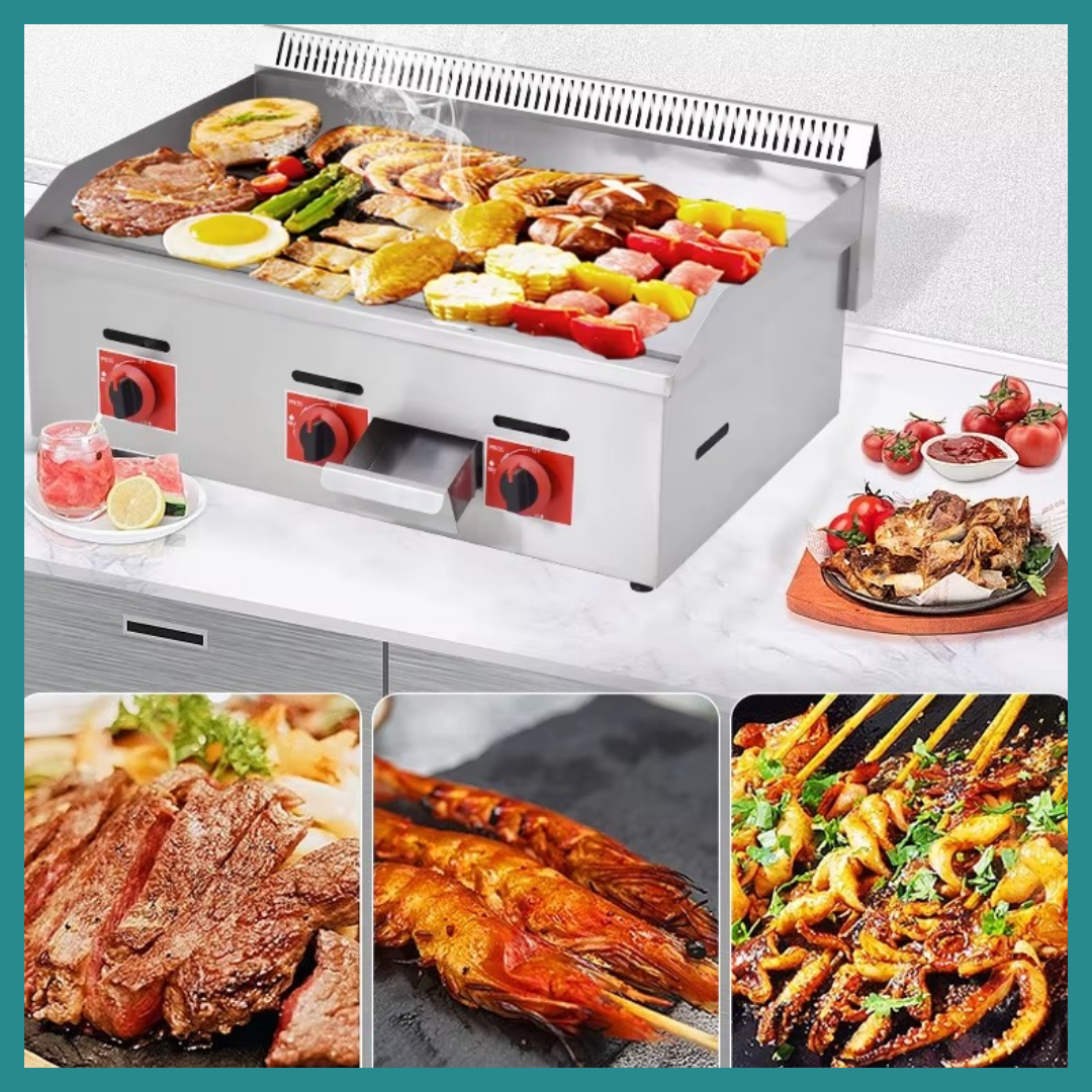 Grill à gaz commercial à dessus plat – Efficace pour une cuisson professionnelle
