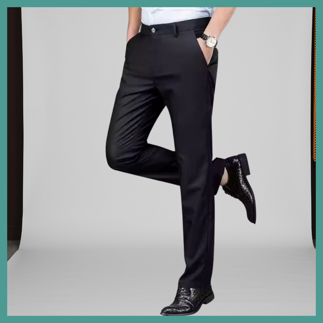 Pantalon homme stretch solide noir – Élégance moderne et confort intelligent au quotidie