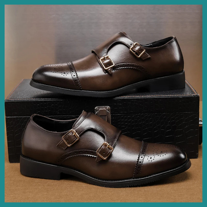 Chaussures Basses en Cuir pour Hommes – Élégance à Double Boucle