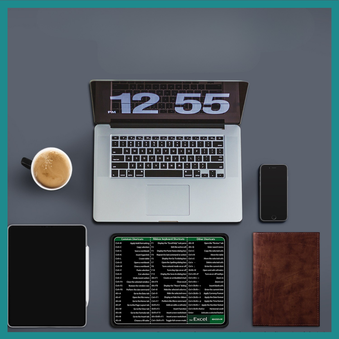 Tapis de Souris Excel avec Raccourcis – Pratique, Compact et Antidérapant