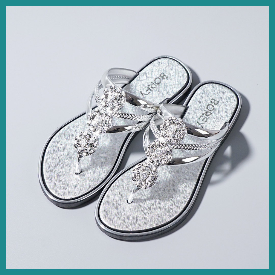 Sandales Tongs pour Femmes avec Strass – L’Éclat Décontracté de l’Été
