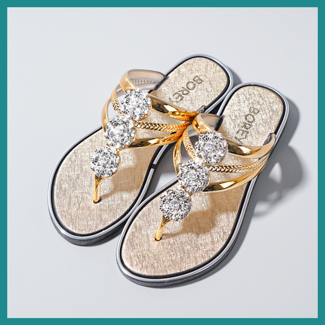 Sandales Tongs pour Femmes avec Strass – L’Éclat Décontracté de l’Été