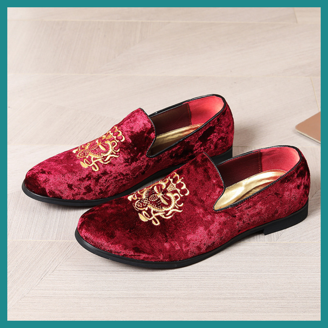 Chaussures de Luxe en Cuir Suédé pour Hommes – Élégance Brodée pour Mariages & Réceptions
