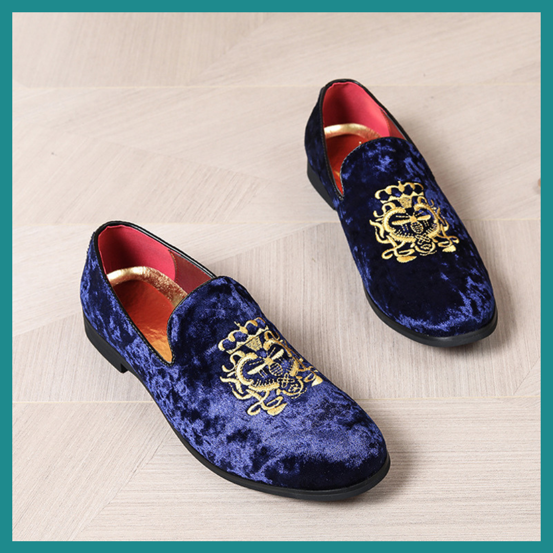 Chaussures de Luxe en Cuir Suédé pour Hommes – Élégance Brodée pour Mariages & Réceptions