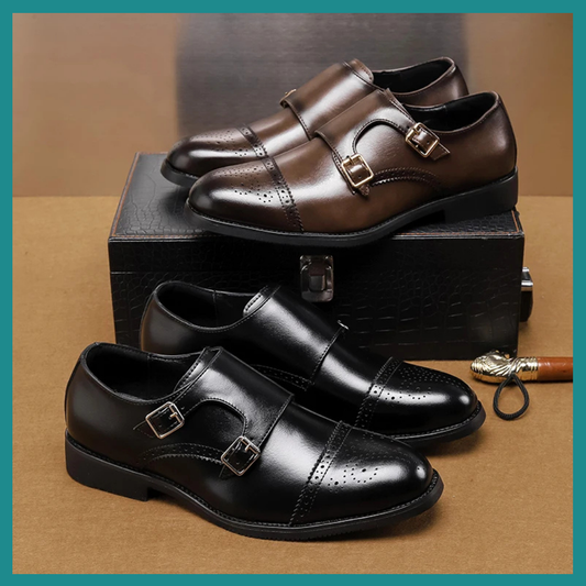 Chaussures Basses en Cuir pour Hommes – Élégance à Double Boucle