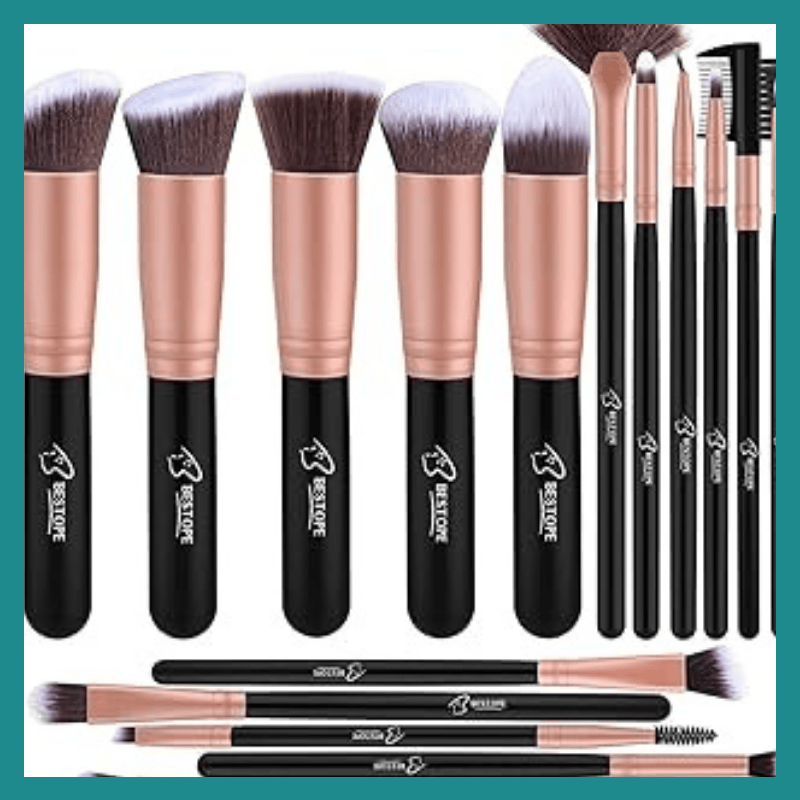BESTOPE PRO Rose Gold Maquillage Brosses, 16pcs Kit ya maquillage ya maquillage professionnel, Ensemble ya brosse ya maquillage na ba brosses ya maquillage ya miso (Rose)