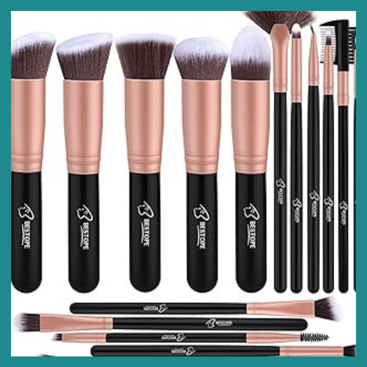 BESTOPE PRO Rose Gold Maquillage Brosses, 16pcs Kit ya maquillage ya maquillage professionnel, Ensemble ya brosse ya maquillage na ba brosses ya maquillage ya miso (Rose)