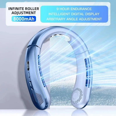 Ventilateur électrique sans lame, 8000mAh, USB, portable, affichage numérique LED, silencieux, aste, nouveau