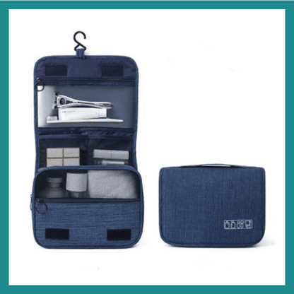 Sac de toilette portable na crochet ya liboso, Sac ya stockage cosmétique imperméable, capacité ya munene, Sac ya maquillage ya voyage, pona mibali na basi
