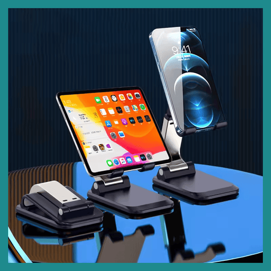 Stand ya téléphone portable pliable pona bureau - Compatible na ba Smartphones na ba tablettes, esalemi na alliage d'aluminium na ABS.