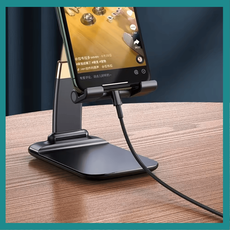 Stand ya téléphone portable pliable pona bureau - Compatible na ba Smartphones na ba tablettes, esalemi na alliage d'aluminium na ABS.