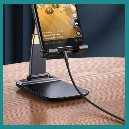 Stand ya téléphone portable pliable pona bureau - Compatible na ba Smartphones na ba tablettes, esalemi na alliage d'aluminium na ABS.