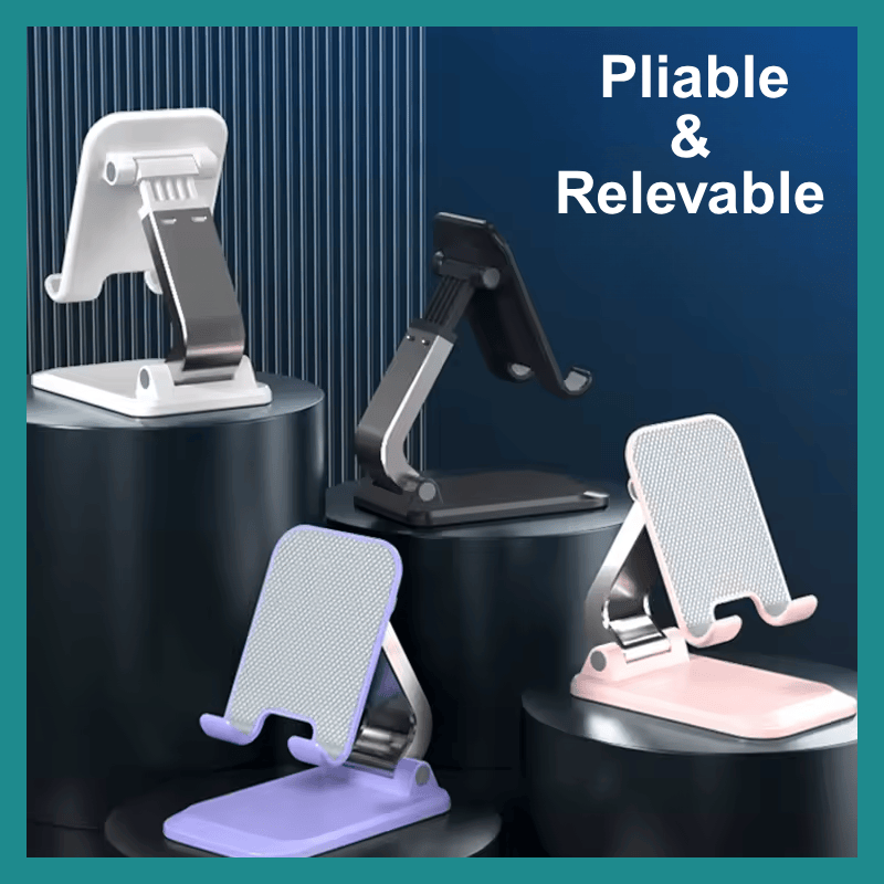 Stand ya téléphone portable pliable pona bureau - Compatible na ba Smartphones na ba tablettes, esalemi na alliage d'aluminium na ABS.
