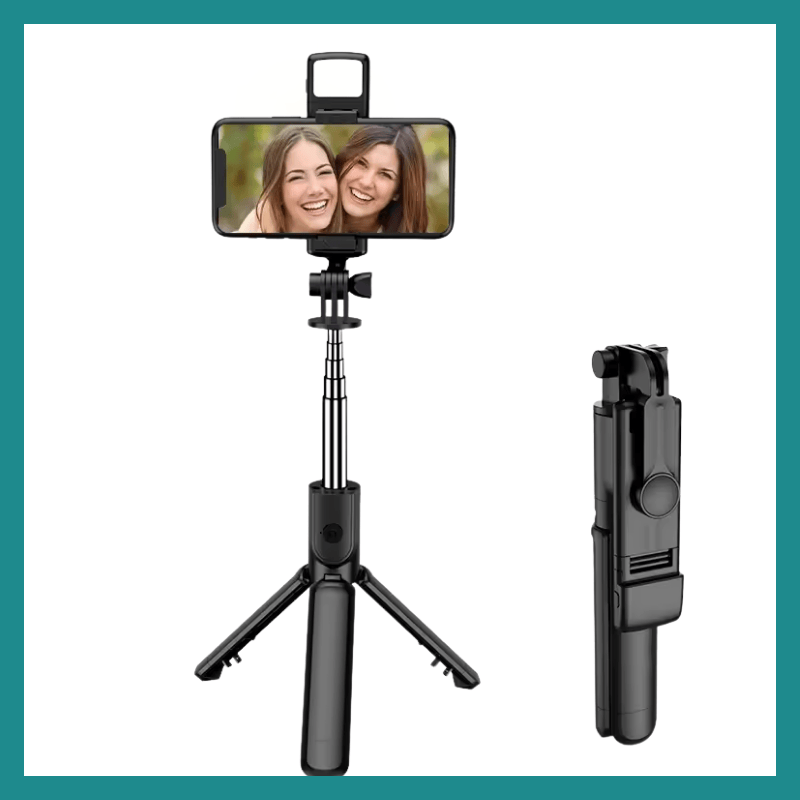 Tripode Selfie Stick 3-en-1 na Télécommande Bluetooth, Lumière ya kotondisa mpe Stand Pliable - Portable mpe Compatible na iPhone mpe Smartphones