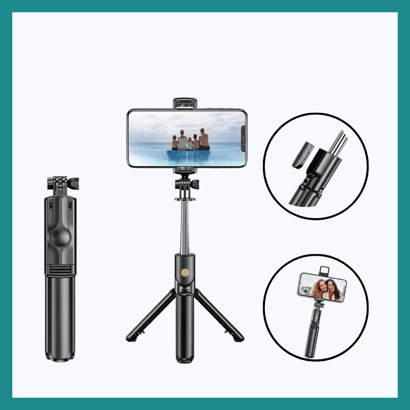 Tripode Selfie Stick 3-en-1 na Télécommande Bluetooth, Lumière ya kotondisa mpe Stand Pliable - Portable mpe Compatible na iPhone mpe Smartphones